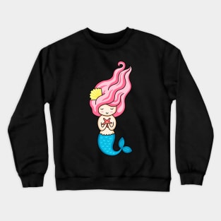 Cute Happy Mermaid Lover - Girly Cute Funny Design Crewneck Sweatshirt